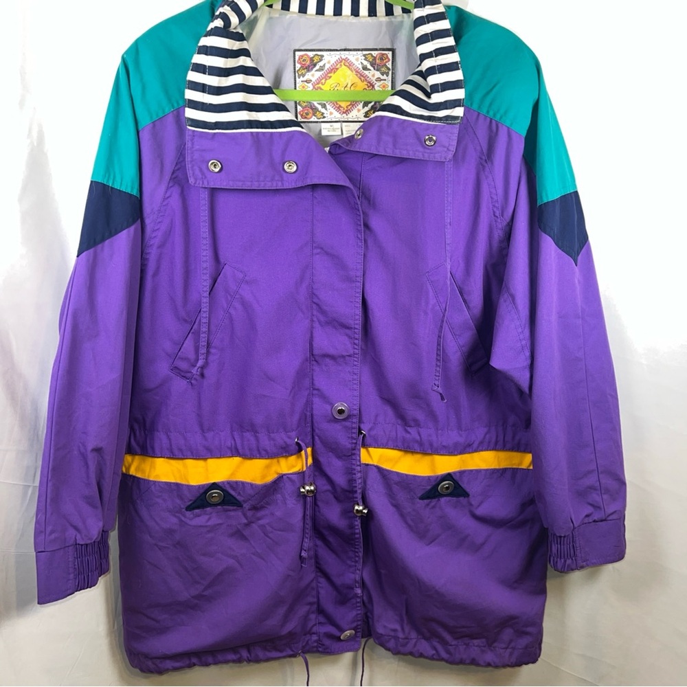 Vintage PAO 1980’s Purple Ski Jacket with Teal and Yellow Accents
